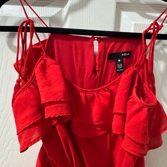 Red Ruffled strapped Dress - Picture 3 of 5